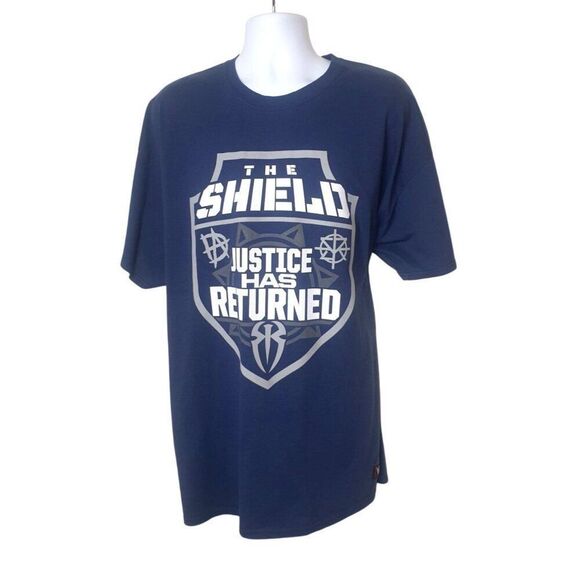 WWE The Shield "Justice Has Returned" Tee 3X Blue Graphic Authentic Cotton - Picture 2 of 8